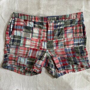 LL Bean Favorite Fit Pink Madras Plaid Patchwork Shorts - 5" inseam - Size 18